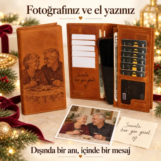 Kişiye Özel Uzun Deri Cüzdan