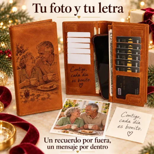 Cartera larga de cuero personalizada