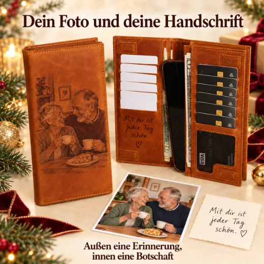 Personalisierte lange Ledergeldbörse