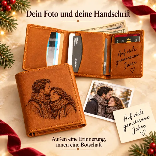 Dreifach-Geldbörse mit Fotogravur