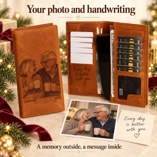 Personalized Long Leather Wallet