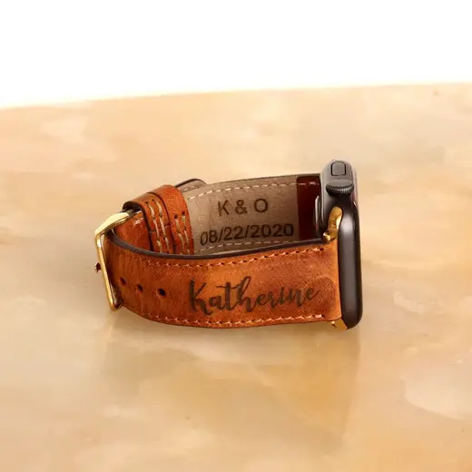 Personalized Leather Apple Watch Band
