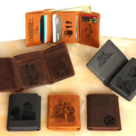 Trifold Leather Photo Wallet